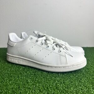 Size 5 Adidas‎ Stan Smith J Primegreen Big Kids' Shoes White-White  FX7520